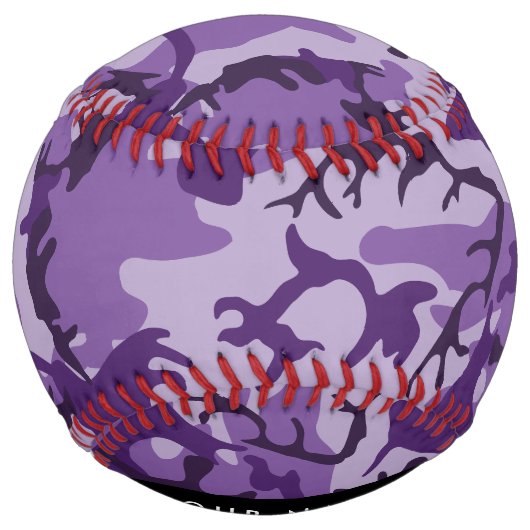 パープルカモフラージュあなたの名前をパーソナライズ ソフトボール (裏面)