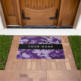 パープルカモフラージュあなたの名前をパーソナライズ ドアマット