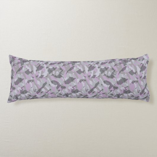 パープルカモフラージュ抽象画 ボディピロー (正面)