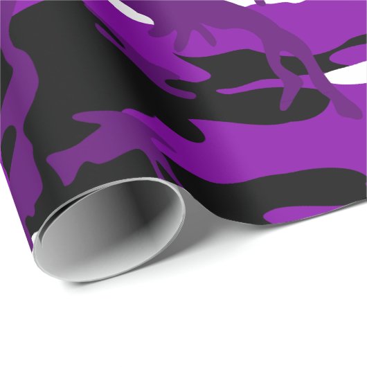 パープルカモフラージュ白黒迷彩柄 ラッピングペーパー (ロールコーナー)