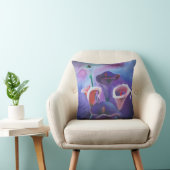 パープルカラス薄紫とパープルアート クッション (椅子)