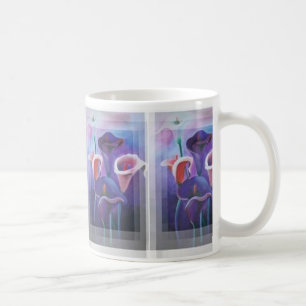 パープルカラス薄紫とパープルアート コーヒーマグカップ