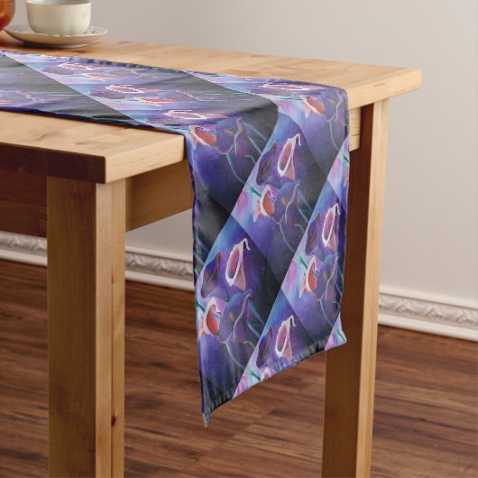 パープルカラス薄紫とパープルアート ショートテーブルランナー (インサイチュ)