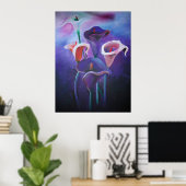 パープルカラス薄紫とパープルアート ポスター (ホームオフィス)