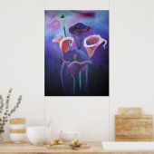 パープルカラス薄紫とパープルアート ポスター (キッチン)