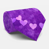 パープルカラフルハートバレンタイン ネクタイ (ロール)