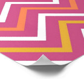 パープルカラフルピーチオレンジホワイトシェブロンストライプ ポスター (角)