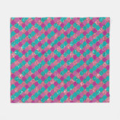 パープルカラフルマーメイドグリッター フリースブランケット (正面(横))