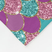 パープルカラフルマーメイドグリッター フリースブランケット (角)