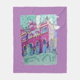 パープルカラフル城inブダペスト フリースブランケット