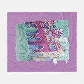 パープルカラフル城inブダペスト フリースブランケット (正面(横))