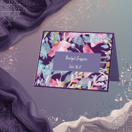 パープルカラフル結婚ワイルドフラワーの名刺 サンキューカード