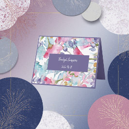 パープルカラフル結婚ワイルドフラワーの名刺 サンキューカード