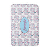 パープルカラフル&ティール(緑がかった色)ツリーハートカスタム バスマット (正面縦)