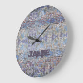 パープルカラフル&ブルー通りアートグラフィティウォール ラージ壁時計 (傾斜)