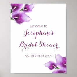 パープルカラリリーフローラブライダルシャワー ポスター