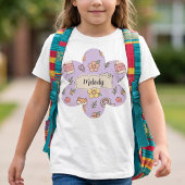 パープルカラーの新学期準備用品パターン  Tシャツ