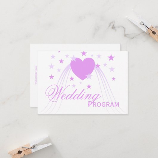 パープルカラーハートデザイン結婚式 プログラム (正面/裏面インサイチュ)