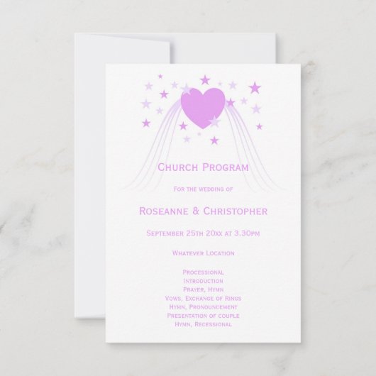 パープルカラーハートデザイン結婚式 プログラム (裏面)