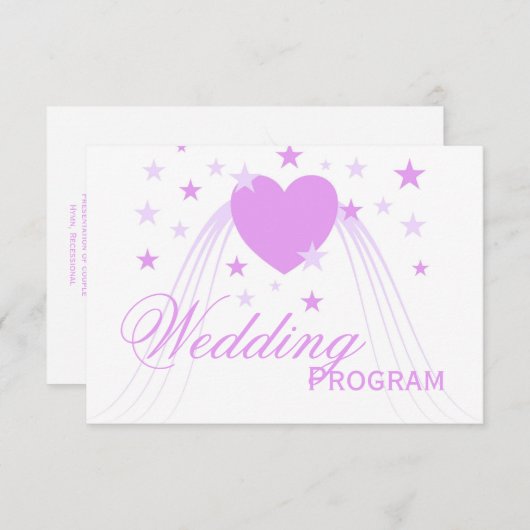 パープルカラーハートデザイン結婚式 プログラム (正面/裏面)