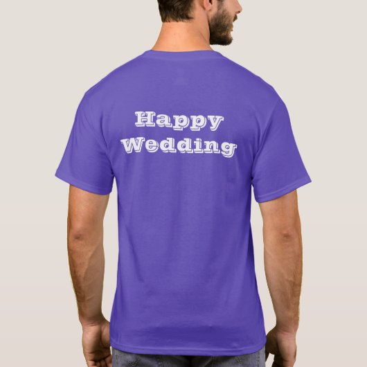 パープルカラー結婚カップルの結婚すごい美しい Tシャツ (裏面)