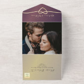 パープルカリグラフィーウェディングオールインワン招待状 オールインワン招待状 (外側)