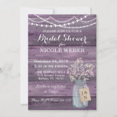パープルカントリーメイソンジャーバーンブライダルシャワー招待状 招待状 (正面)