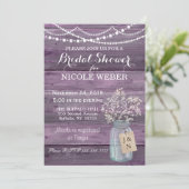 パープルカントリーメイソンジャーバーンブライダルシャワー招待状 招待状 (スタンド正面)
