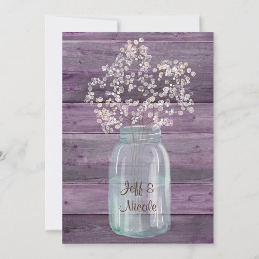 パープルカントリーメイソンジャーバーンブライダルシャワー招待状 招待状 (裏面)