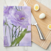 パープルカンパネラフラワーズマクロ キッチンタオル (四つ折り)