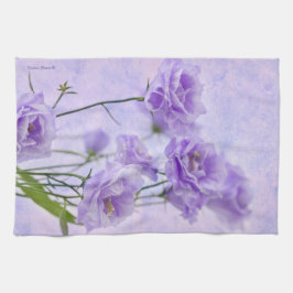 パープルカンパネラフラワーズマクロ キッチンタオル