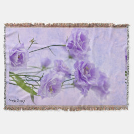 パープルカンパネラフラワーズマクロ スローブランケット