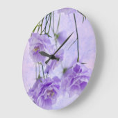 パープルカンパネラフラワーズマクロ ラージ壁時計 (傾斜)