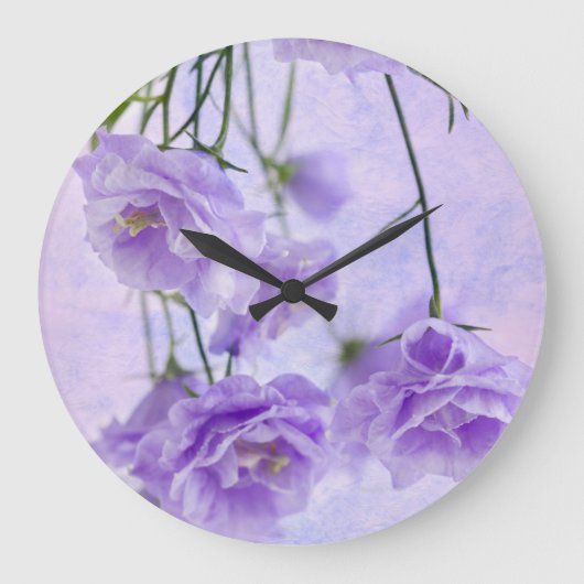 パープルカンパネラフラワーズマクロ ラージ壁時計 (正面)