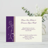 パープルカーキアイボリーフローラスワールポスト結婚ズ 招待状 (スタンド正面)