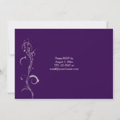 パープルカーキアイボリーフローラスワールポスト結婚ズ 招待状 (裏面)