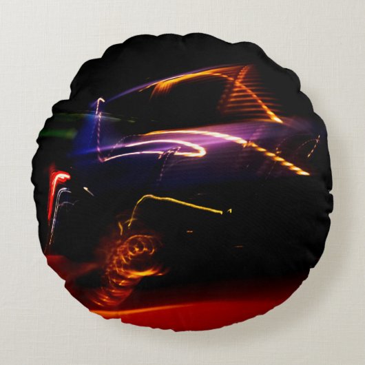 パープルカーダンスラウンドピロー ラウンドクッション (正面)