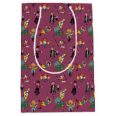 パープルカートゥーンサーカスシームレスパターン抱き枕 ミディアムペーパーバッグ (正面)