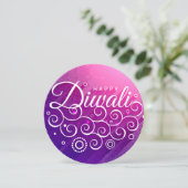 パープルカー白熱［赤熱］光を放つリーつる植物オーナメントハッピーディワリ 招待状 (スタンド正面)