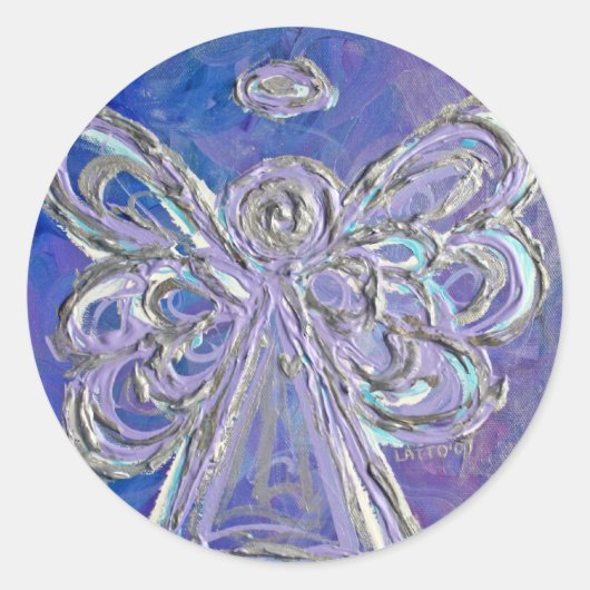 パープルガーディアンエンジェルアートデカールシール ラウンドシール (正面)