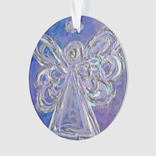 パープルガーディアンエンジェルギフトホリデーオーナメント オーナメント (正面)