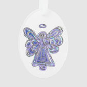 パープルガーディアンジェルアートホリデーペンダントオーナメント オーナメント (裏面)