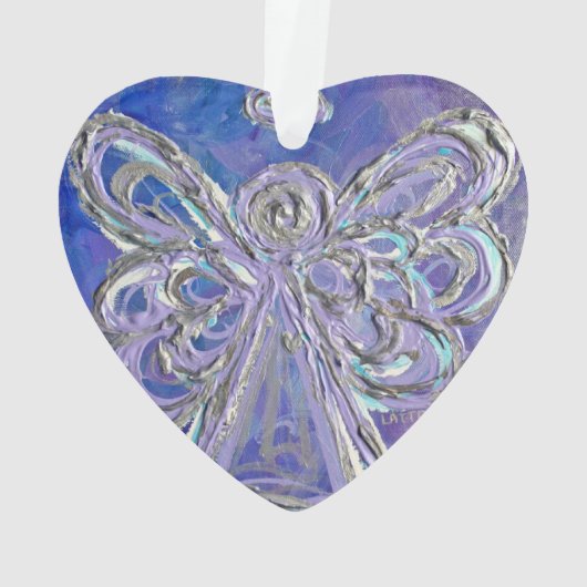 パープルガーディアンジェルギフトホリデイオーナメント オーナメント (裏面)