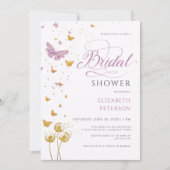 パープルガーデンバタフライワイルドフラワーズブライダルシャワー 招待状 (正面)