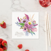 パープルガーデンフローラミニマリストカスタムのシャワー スタンダードカクテルナプキン (インサイチュ)