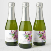 パープルガーデンフローラミニマリストカスタムのシャワー スパークリングワインラベル (ボトル)