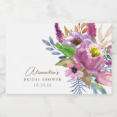 パープルガーデンフローラミニマリストカスタムのシャワー スパークリングワインラベル (シングルラベル)