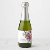 パープルガーデンフローラミニマリストカスタムのシャワー スパークリングワインラベル (正面)