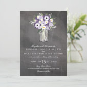 パープルガーデンメイソンジャールシャルボード | 結婚s 招待状 (スタンド正面)