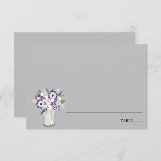 パープルガーデンメイソンジャー |エスコート座席表 招待状 (正面/裏面)